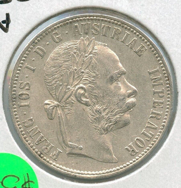 1887 Austria Silver One Florin Coin Franz Joseph I - SR841