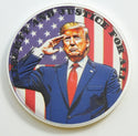 999 Silver 1 oz Colored Donald Trump Liberty  Justice Salute  Medal Round LH553