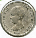 1891 Spain Silver Coin - Peseta - Alfonso XIII - K211