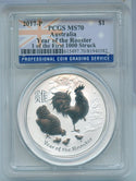 2017 Australia Year Of The Rooster 9999 Silver 1 oz PCGS MS70 Coin $1 - SS590