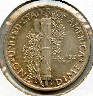 1944-S Mercury Silver Dime - AU Toned Toning - San Francisco Mint - BT162