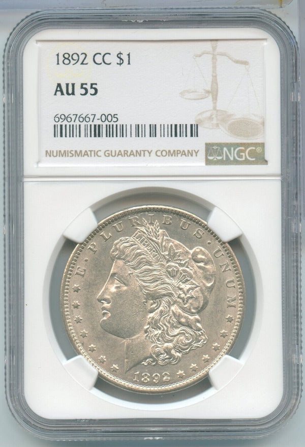 1892-CC Silver Morgan Dollar NGC AU55 Carson City Mint - SS544