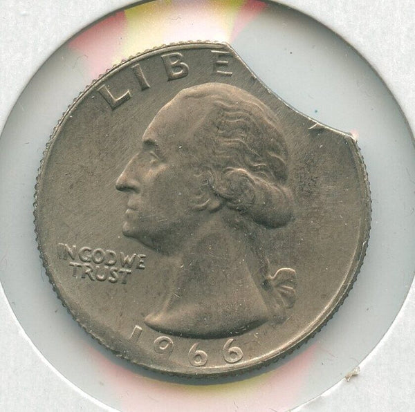 1966 Washington Quarter 25c Clipped Planchet Error Coin - SR747