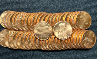 1986-D Unc Lincoln Memorial One Cent Penny Roll Uncirculated 50 Coins - SS457