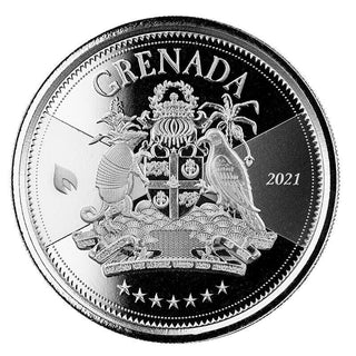 2021 Grenada Coat Of Arms 1 oz 999 Silver $2 Dollar Coin Eastern Caribbean-SR373