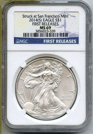 2014 (S) American Eagle 1 oz Silver Dollar NGC MS69 First Releases San Fran H754