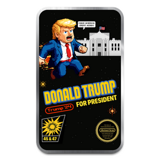 Donald Trump For President 2024 8-Bit Bullion 1 Oz 999 Silver Bar - JP828