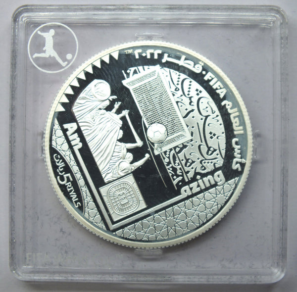 2022 Fifa World Cup Soccer Futbol 999 Silver 1 oz Coin 5 Riyals - J754