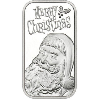 2024 Merry Christmas Jolly Santa Claus Holiday 1 Oz Fine 999 Silver Art Bar Gift