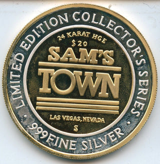 Sam's Town $20 Wolf 1.285oz 999 Silver Gaming Token -SS164