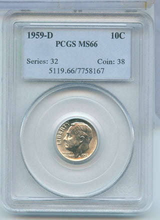 1959-D Roosevelt Silver Dime 10C PCGS MS66 Denver Mint - SR80