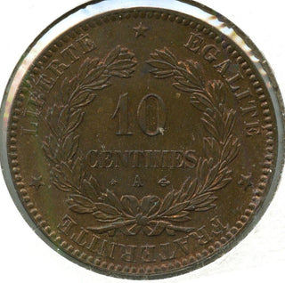 1870 France 10 Centimes Bronze Coin - French - RC618