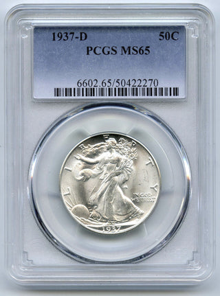 1937-D Walking Liberty Silver Half Dollar PCGS MS 65 Certified Denver Mint K162