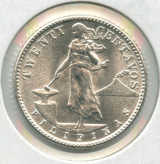 1944-D  Philippines .7500 Silver Coin 20 Centavos - SS71