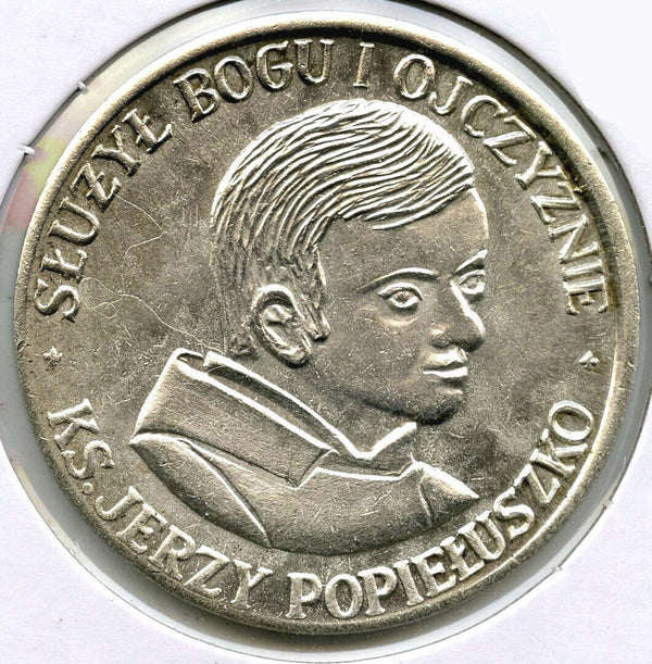 Priest Jerzy Popieluszko Silver-plated Art Medal Round - Served God Country H836