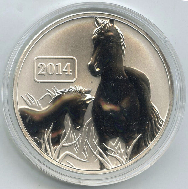 2014 Lunar Year of Horse 999 Silver 1 oz Reverse Proof $5 Coin Tokelau - J563