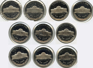 1980 - 1989-S Jefferson Nickel Proof Set Run of (10) Coins Lot Collection - H456