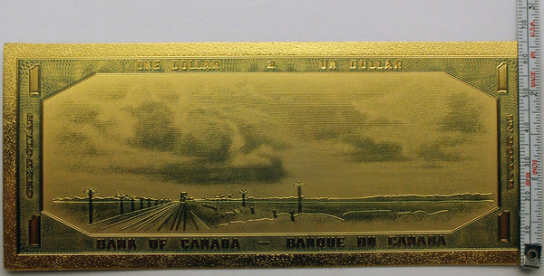 Canada 1954 $1 Devil's Face Novelty 24K Gold Foil Plated Note Bill - GFN85