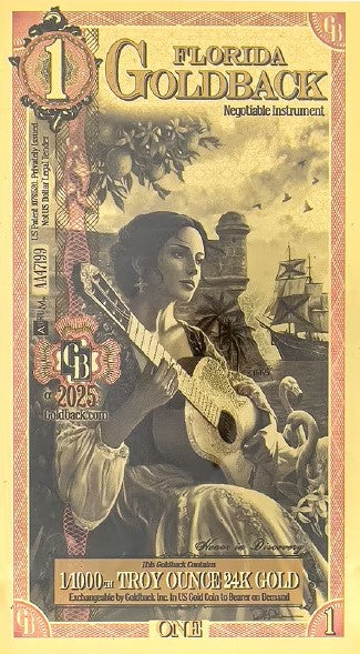 Complete Set of 8 Goldback 24KT Gold Foil Notes 1/1000th oz Bullion NV NH SD UT WY FL OK AZ