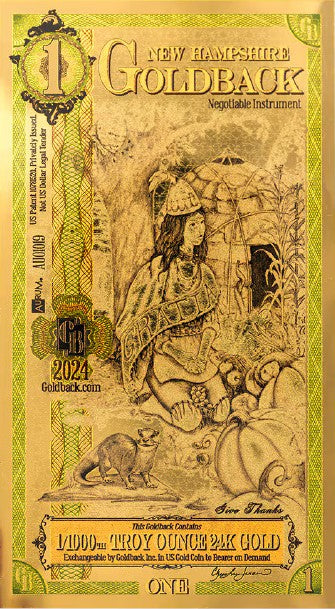 Complete Set of 8 Goldback 24KT Gold Foil Notes 1/1000th oz Bullion NV NH SD UT WY FL OK AZ