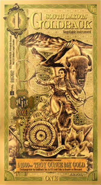 Complete Set of 8 Goldback 24KT Gold Foil Notes 1/1000th oz Bullion NV NH SD UT WY FL OK AZ