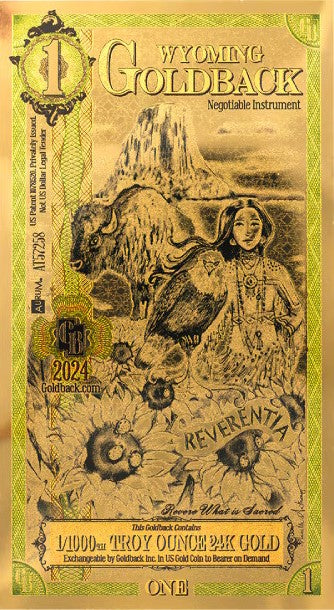 Complete Set of 8 Goldback 24KT Gold Foil Notes 1/1000th oz Bullion NV NH SD UT WY FL OK AZ