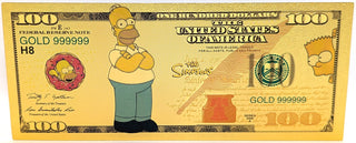 $100 Homer Simpson The Simpsons Novelty 24K Gold Foil Plated Note Bill GFN77