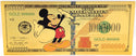 Mickey Mouse Walt Disney $1000000 Note Novelty 24K Gold Foil Plated Bill - GFN50