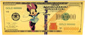 Minnie Mouse Walt Disney $1000000 Note Novelty 24K Gold Foil Plated Bill GFN51