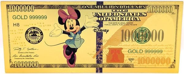 Micky, Minnie, Daisy, Donald, Goofy Disney $1000000 Note 24K Gold Foil Set LH297