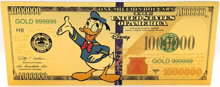 Donald Duck Walt Disney $1000000 Note Novelty 24K Gold Foil Plated Bill - GFN52