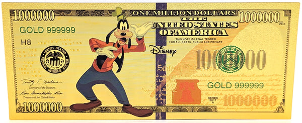 Micky, Minnie, Daisy, Donald, Goofy Disney $1000000 Note 24K Gold Foil Set LH297