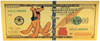 Pluto Mickey Dog Disney $1000000 Note Novelty 24K Gold Foil Plated Bill -GFN55