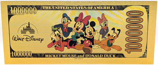 Pluto Mickey's Dog Disney $1000000 Note Novelty 24K Gold Foil Plated Bill -GFN55