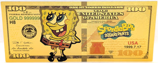 $100 SpongeBob SquarePants Cartoon Novelty 24K Gold Foil Plated Note Bill GFN79