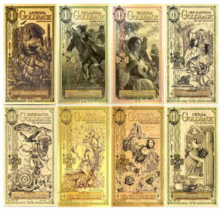 Complete Set of 8 Goldback 24KT Gold Foil Notes 1/1000th oz Bullion NV NH SD UT WY FL OK AZ