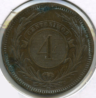 1869 Uruguay Coin 4 Centesimos - Republica Oriental - G488
