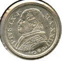 1868 Papal States Silver Coin - 10 Soldi - B54