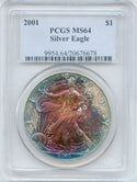 2001 American Silver Eagle 1oz PCGS MS64 Toned $1 Coin -DN042