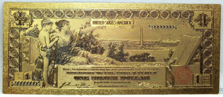 1896 $1 Silver Certificate Educational Novelty 24K Gold Plated Note 6