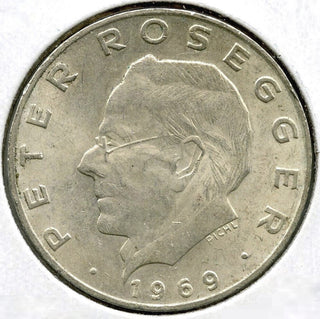 1969 Austria Silver Coin - Peter Rosegger - 25 Schillings - E606