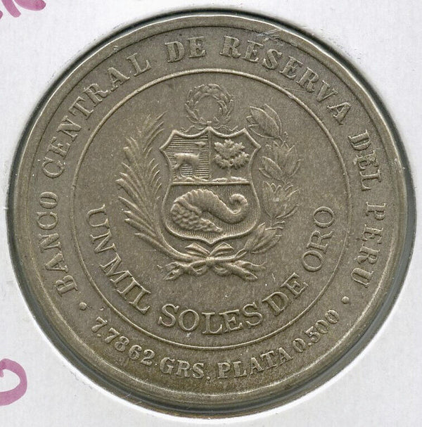 1979 Peru 1000 Soles Silver Coin Un Mil - DN166