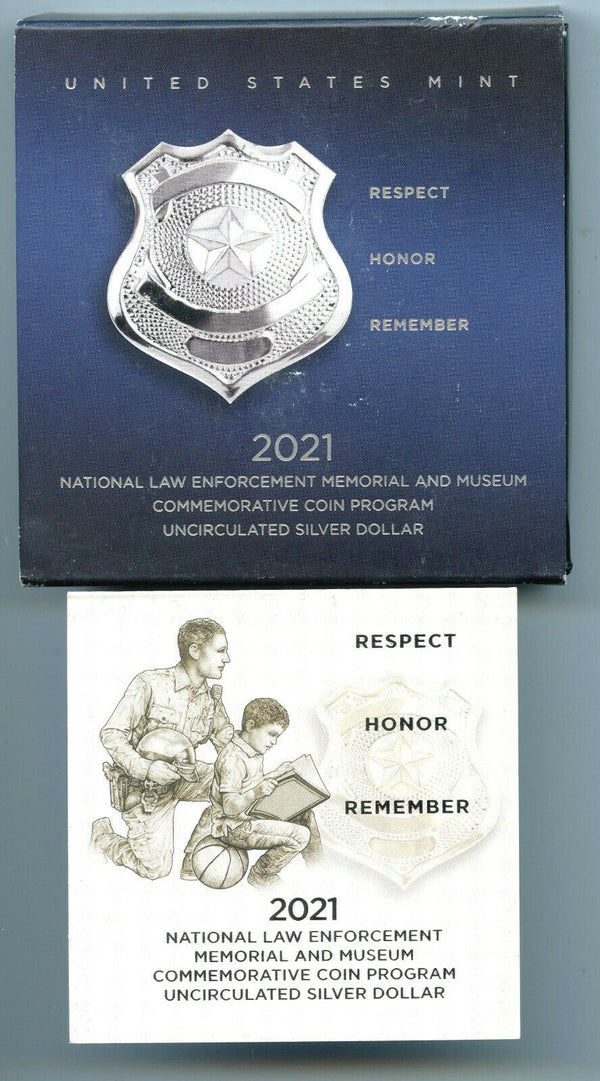 2021 National Law Enforcement Uncirculated Silver Dollar US Mint Coin 21CD BX984