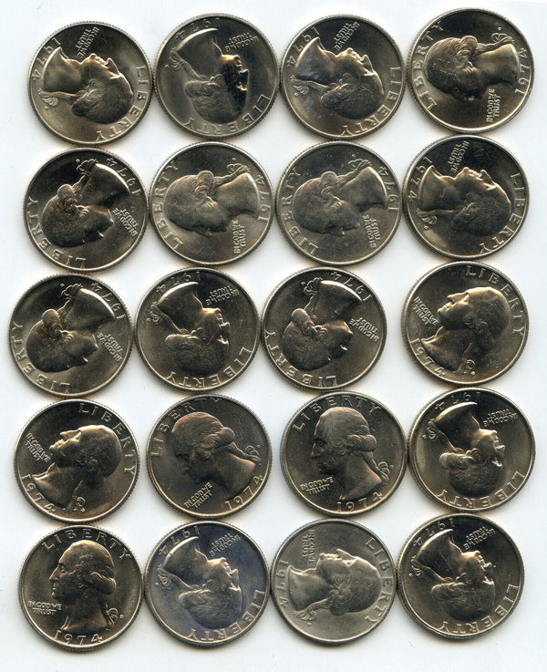 1974-D Washington Quarters $10 Roll 40-Coins - Denver Mint - Uncirculated - B407