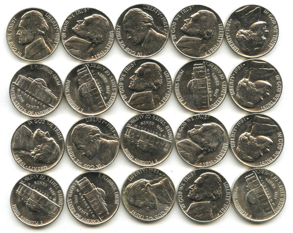 1981-P Jefferson Nickels 37-Coin Roll BU Uncirculated - Philadelphia Mint - A782
