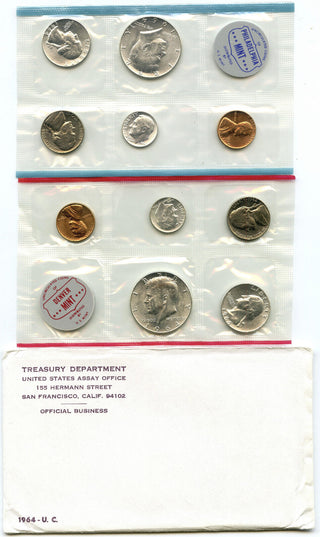 1964 Uncirculated US OGP Mint 10-Coin Set United States Philadelphia and Denver