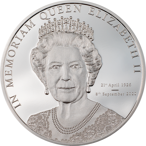 2022 Queen Elizabeth II In Memoriam 1 Oz Silver Proof $5 Cook Islands Coin JP100