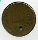 1867 Indian Cent Penny - United States - Copper - Holed - JK333