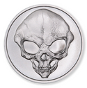 Alien Skull UFO Extra Terrestrial 1 Oz Troy 999 Silver Art Round Medallion JP291