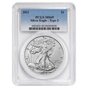 2021 American Silver Eagle 1 Oz PCGS MS69 T2 Type 2 $1 Coin Blue Label - JN541